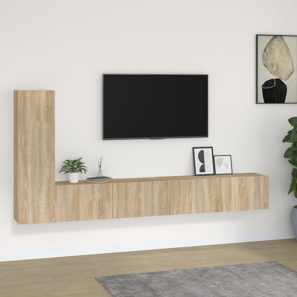 Ensemble meuble TV 3 pièces en bois couleur chêne