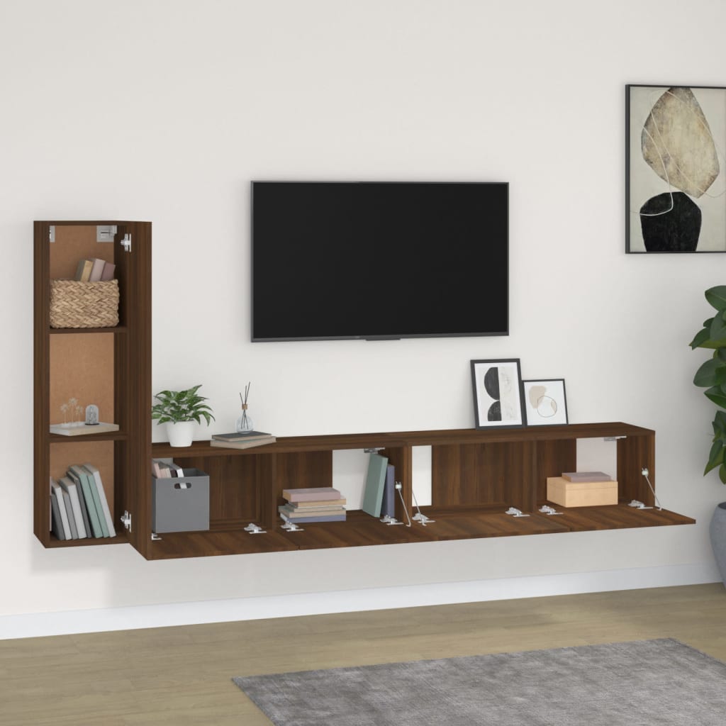 Ensemble meuble TV 3 pièces en bois couleur chêne