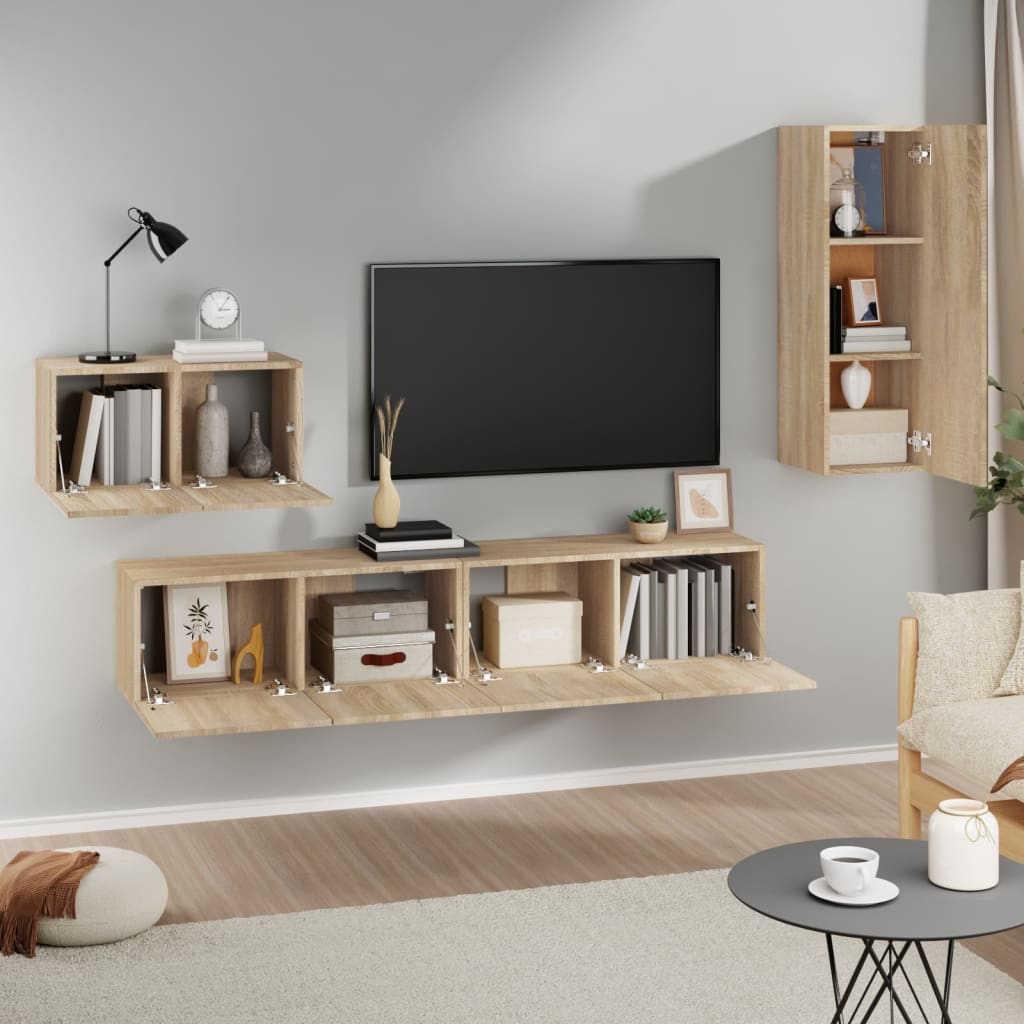 Ensemble de meubles TV 4 pièces en bois