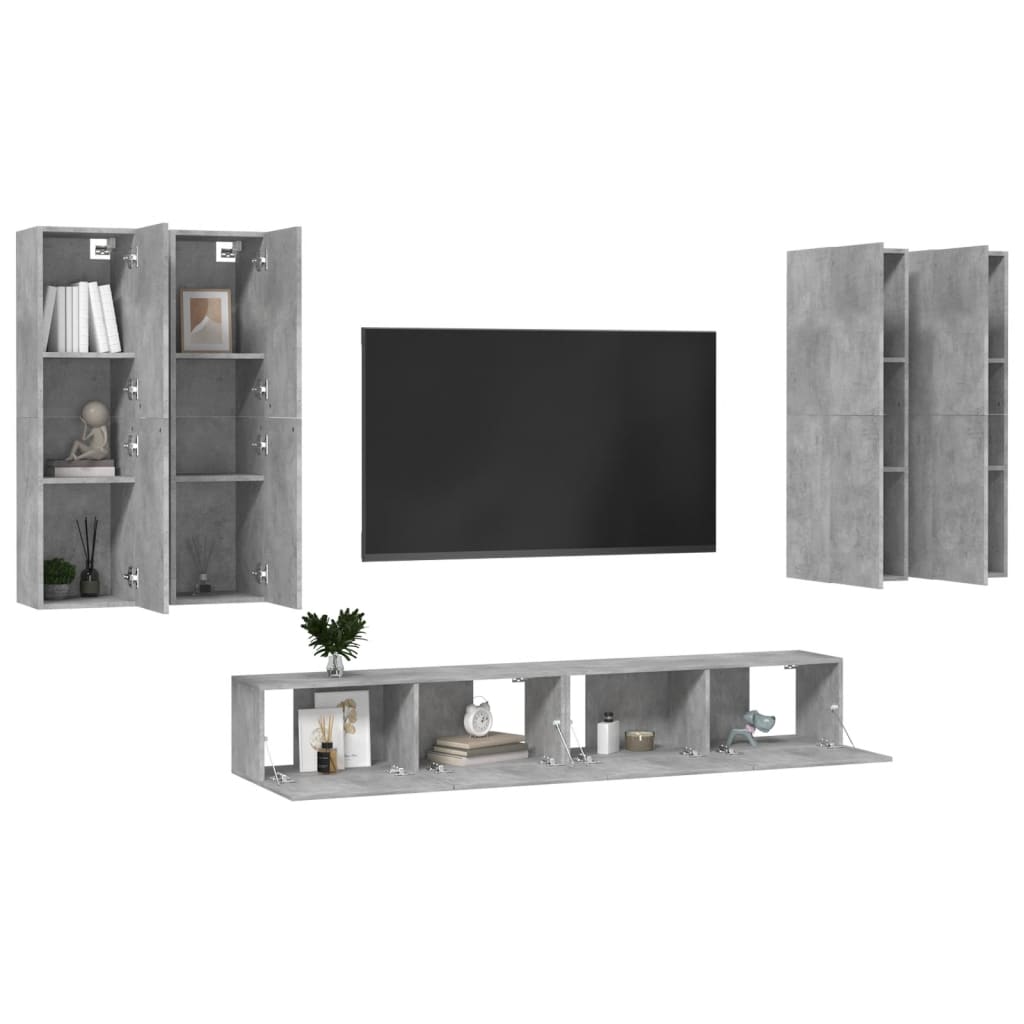 Ensemble meuble TV 6 pièces en bois coloris chêne