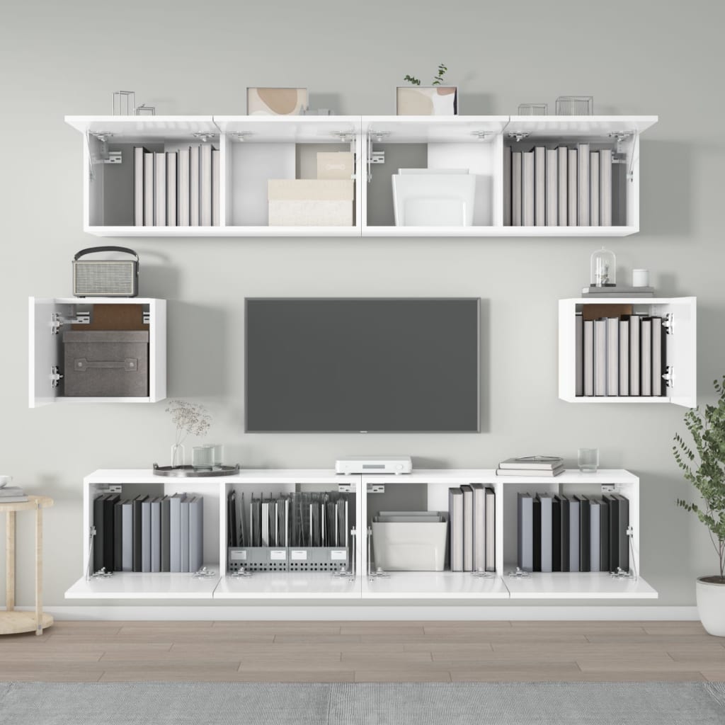 Ensemble meuble TV 6 pièces en bois coloris chêne