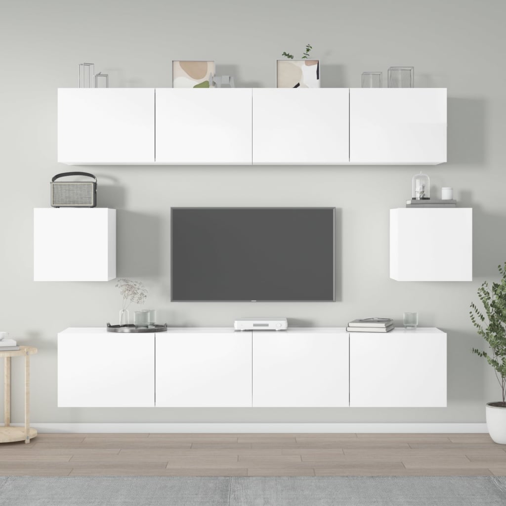 Ensemble meuble TV 6 pièces en bois coloris chêne