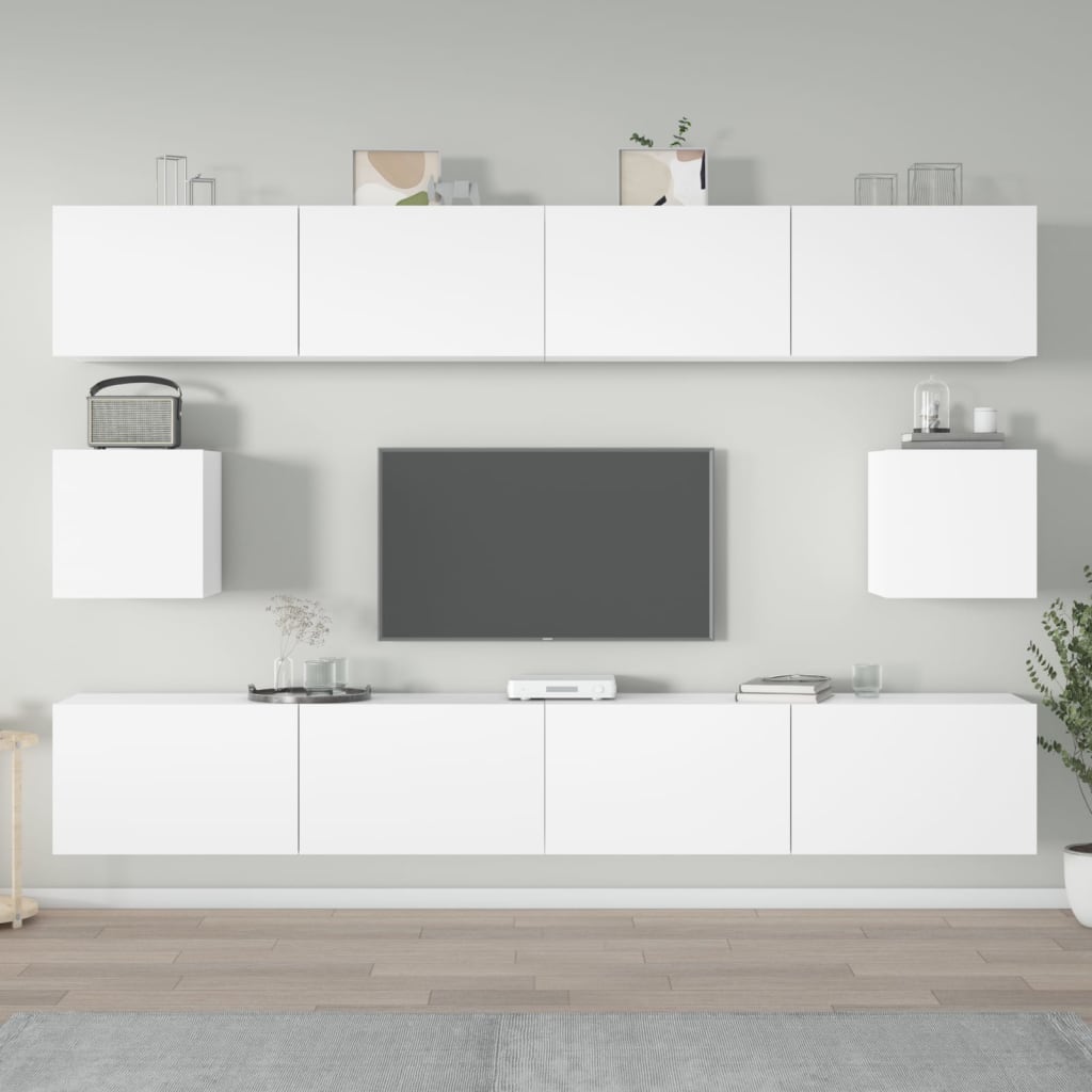 Ensemble meuble TV 6 pièces en bois coloris chêne