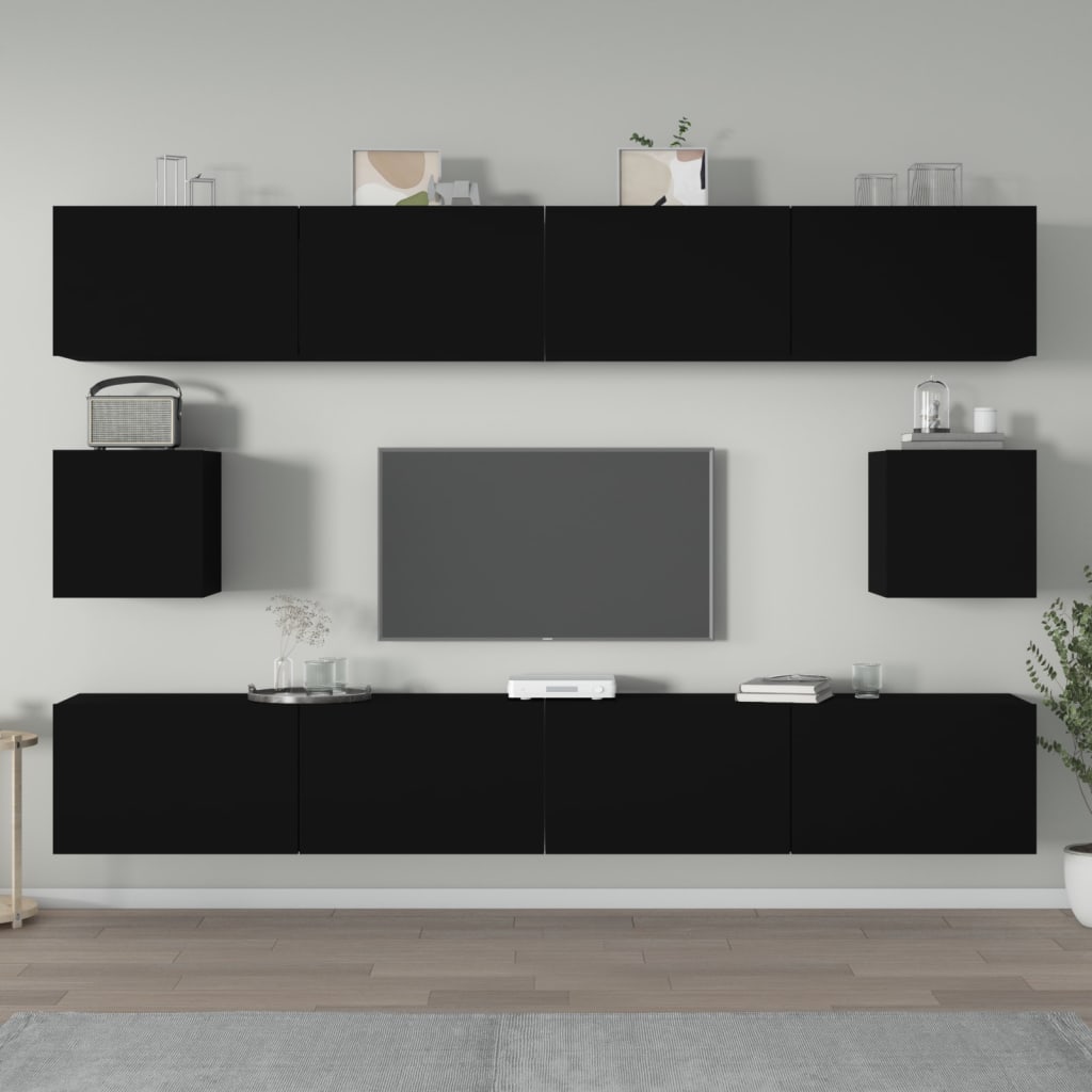 Ensemble meuble TV 6 pièces en bois coloris chêne