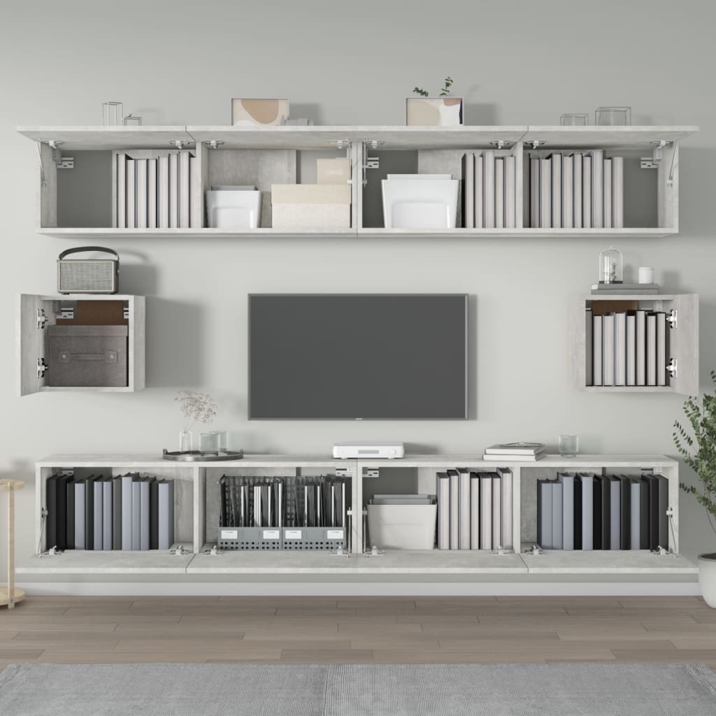 Ensemble meuble TV 6 pièces en bois coloris chêne