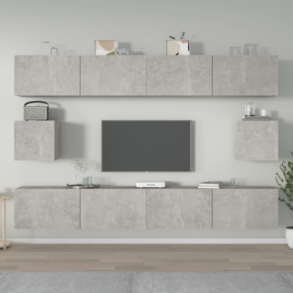 Ensemble meuble TV 6 pièces en bois coloris chêne