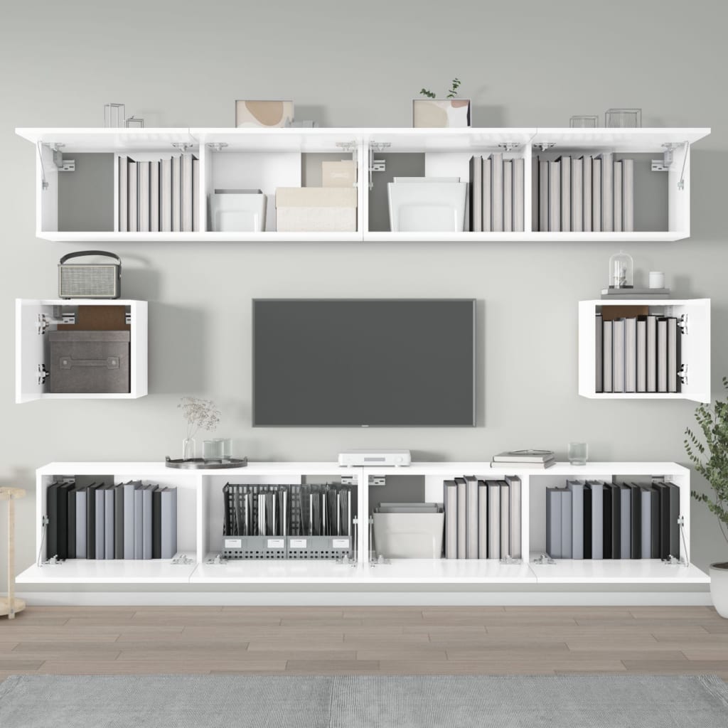 Ensemble meuble TV 6 pièces en bois coloris chêne