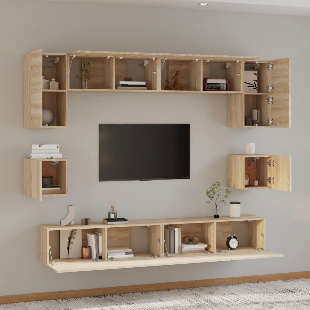 Ensemble de meubles TV 8 pièces en bois