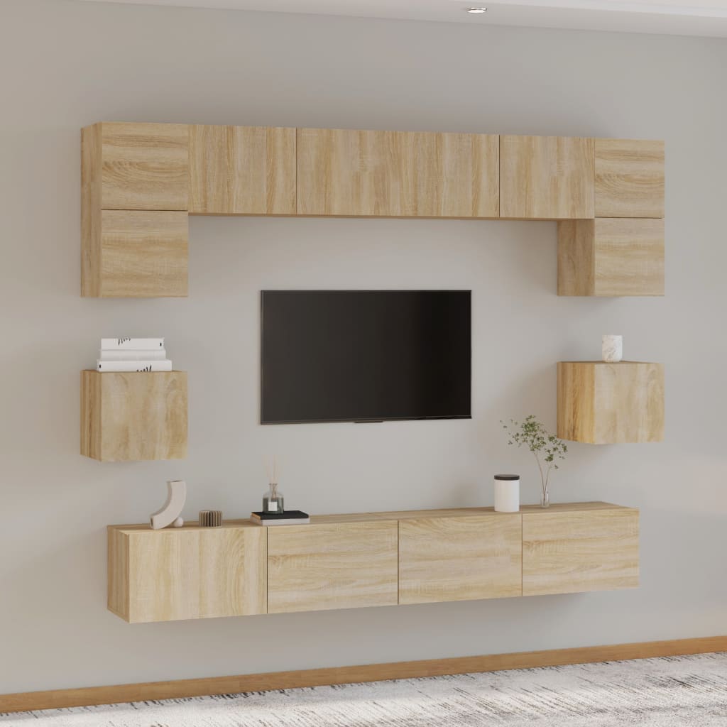 Ensemble de meubles TV 8 pièces en bois