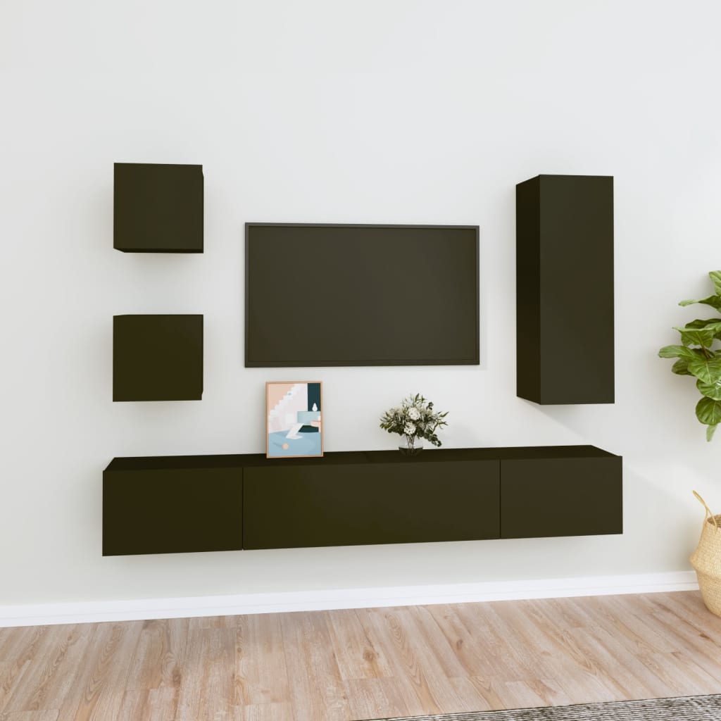 Ensemble meuble TV 5 pièces en bois couleur chêne