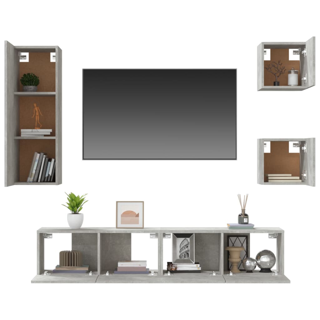 Ensemble meuble TV 5 pièces en bois couleur chêne