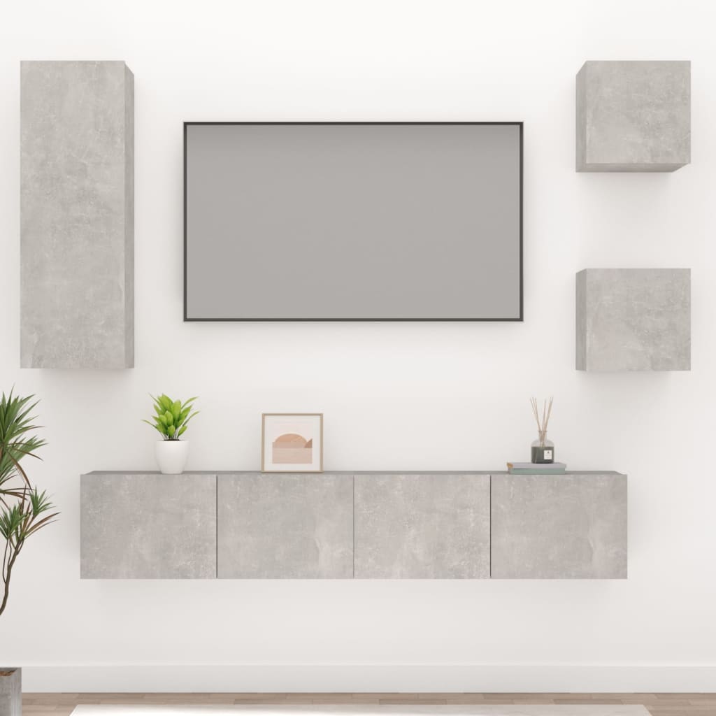 Ensemble meuble TV 5 pièces en bois couleur chêne