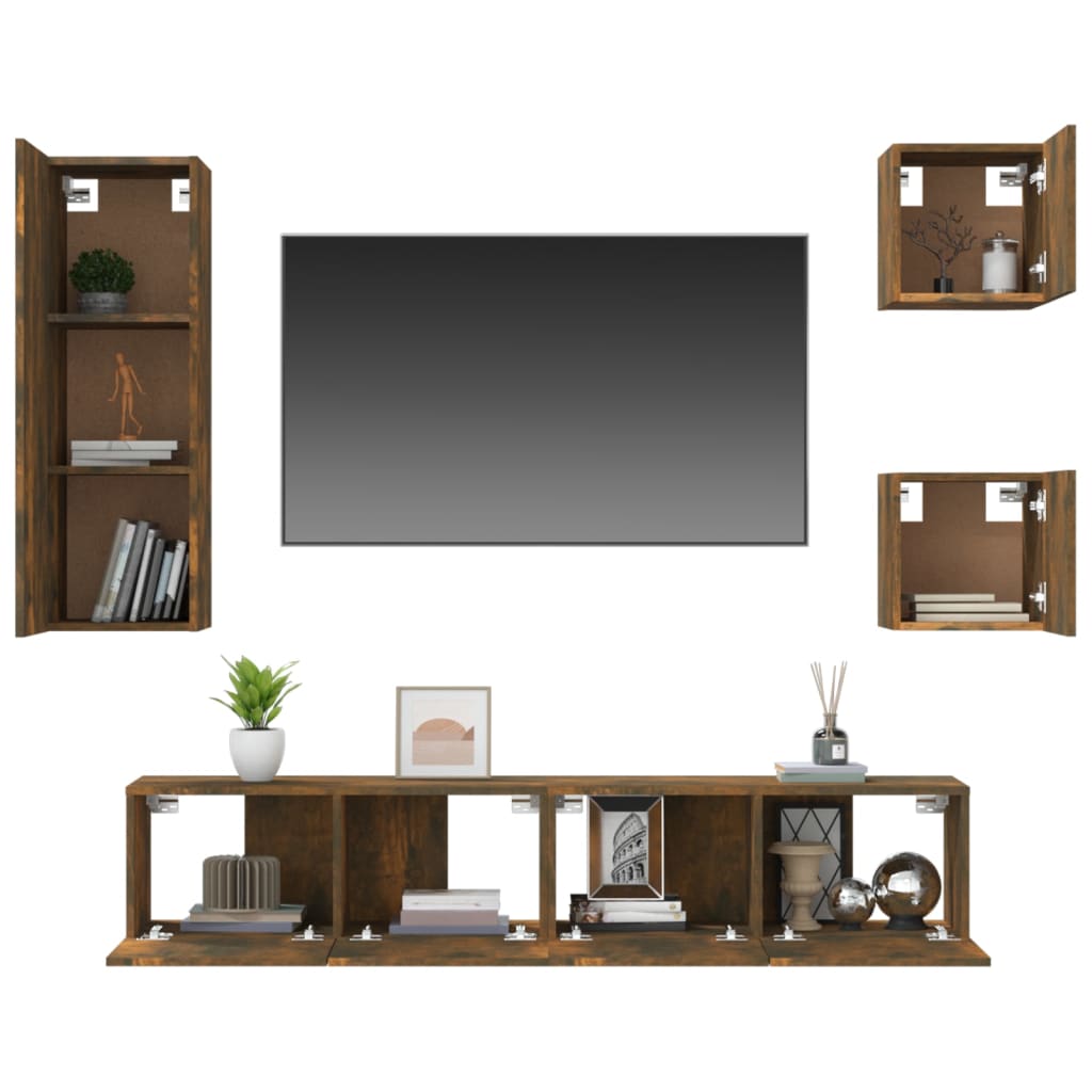 Ensemble meuble TV 5 pièces en bois couleur chêne