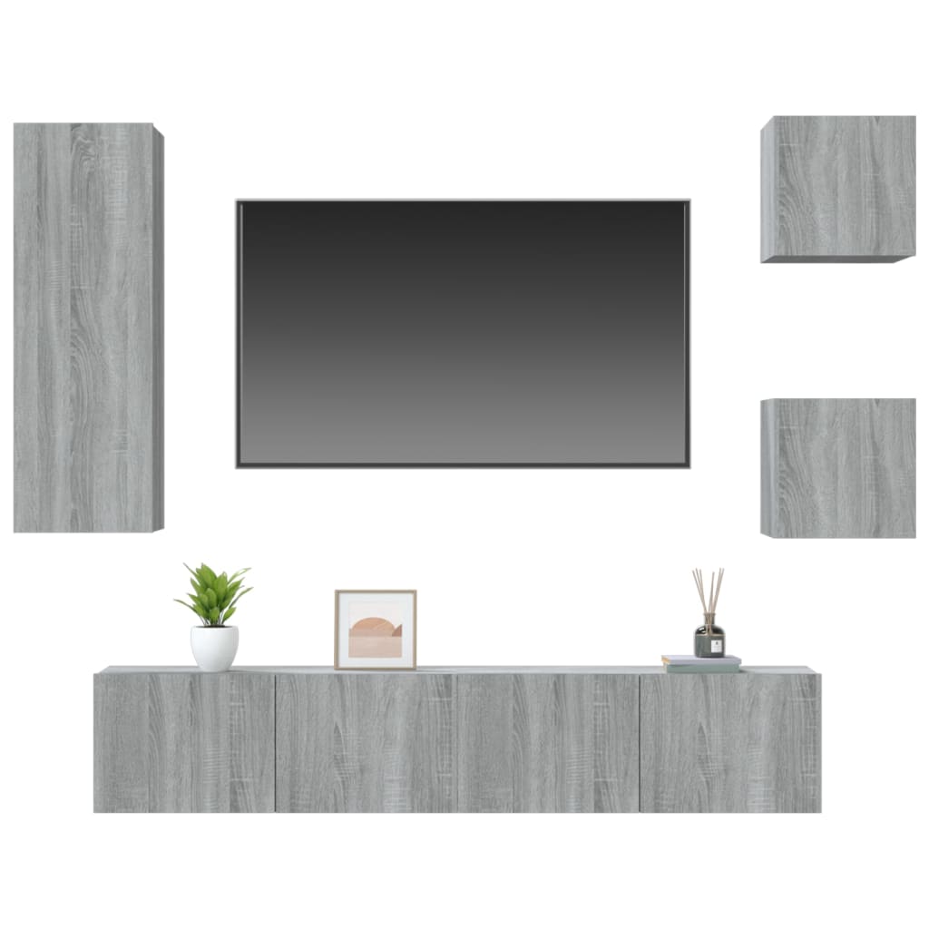 Ensemble meuble TV 5 pièces en bois couleur chêne