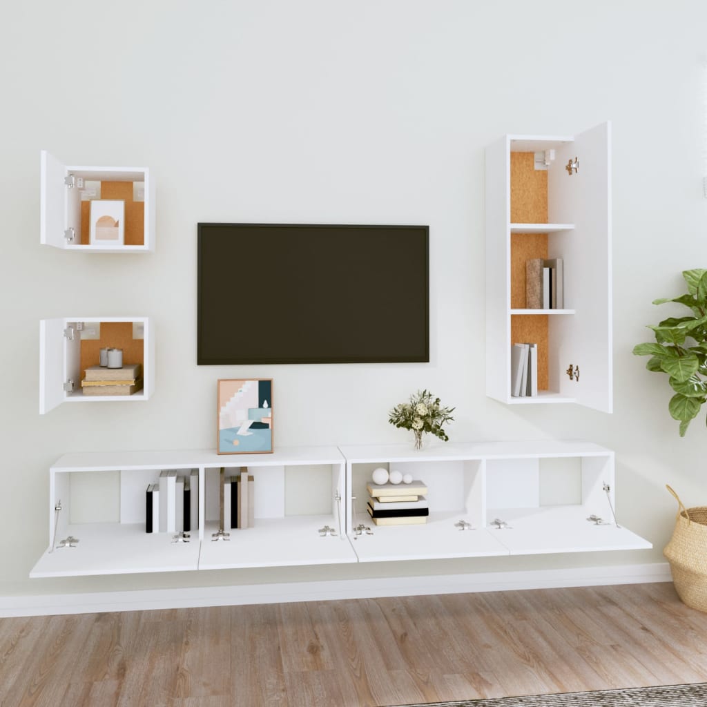 Ensemble meuble TV 5 pièces en bois couleur chêne