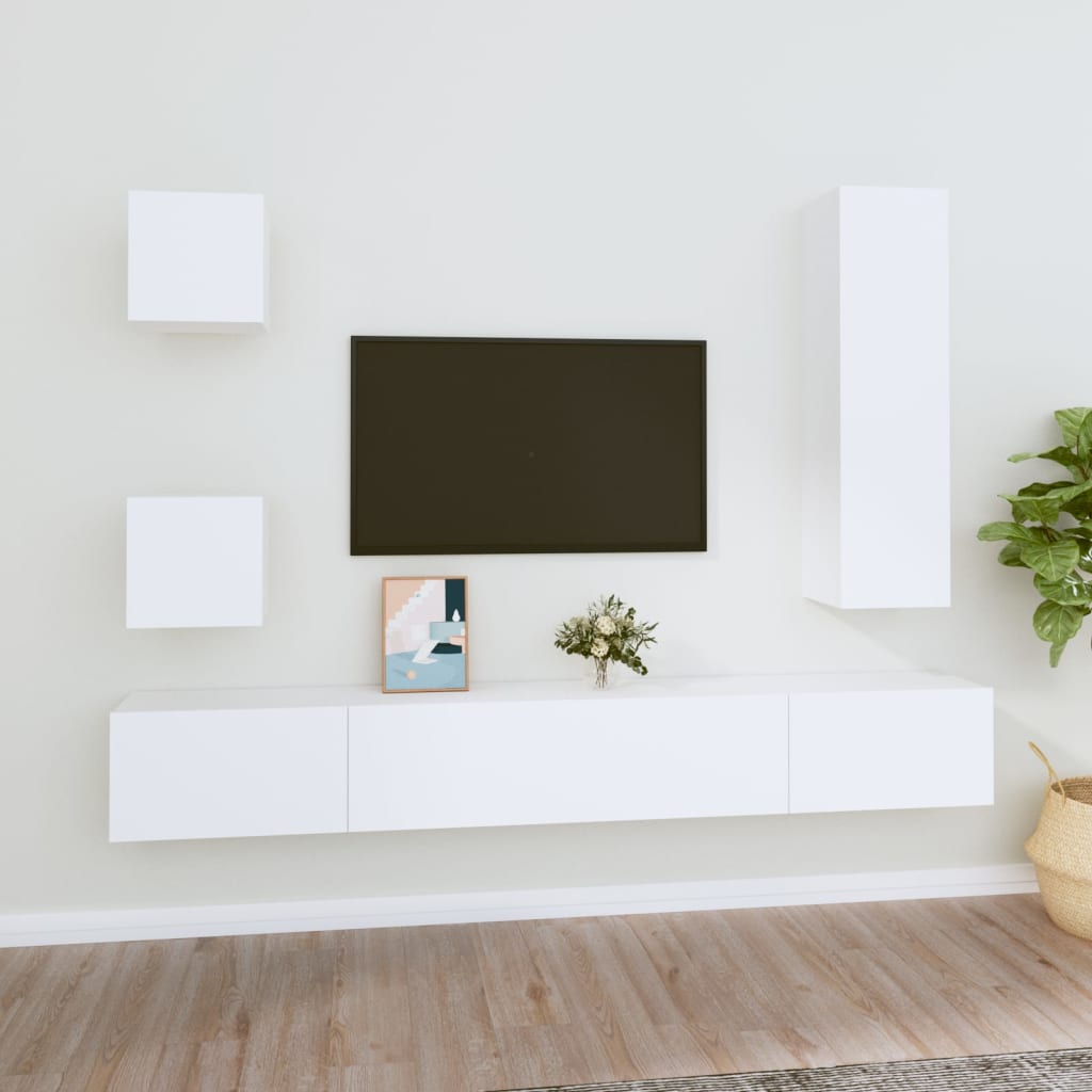 Ensemble meuble TV 5 pièces en bois couleur chêne