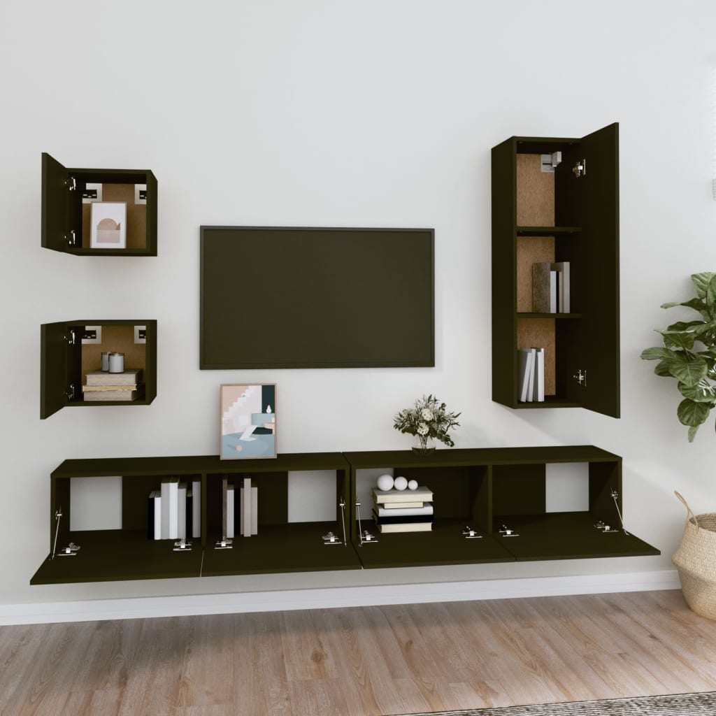 Ensemble meuble TV 5 pièces en bois couleur chêne