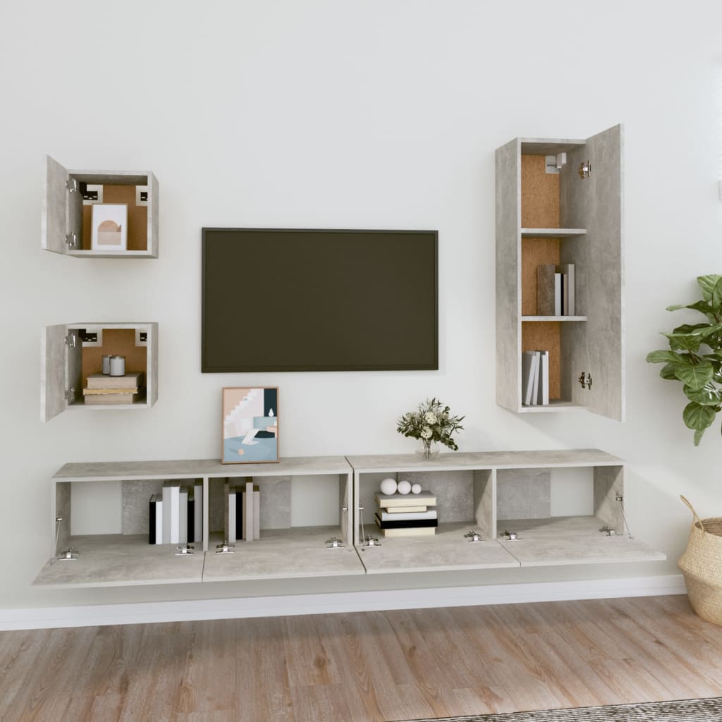 Ensemble meuble TV 5 pièces en bois couleur chêne