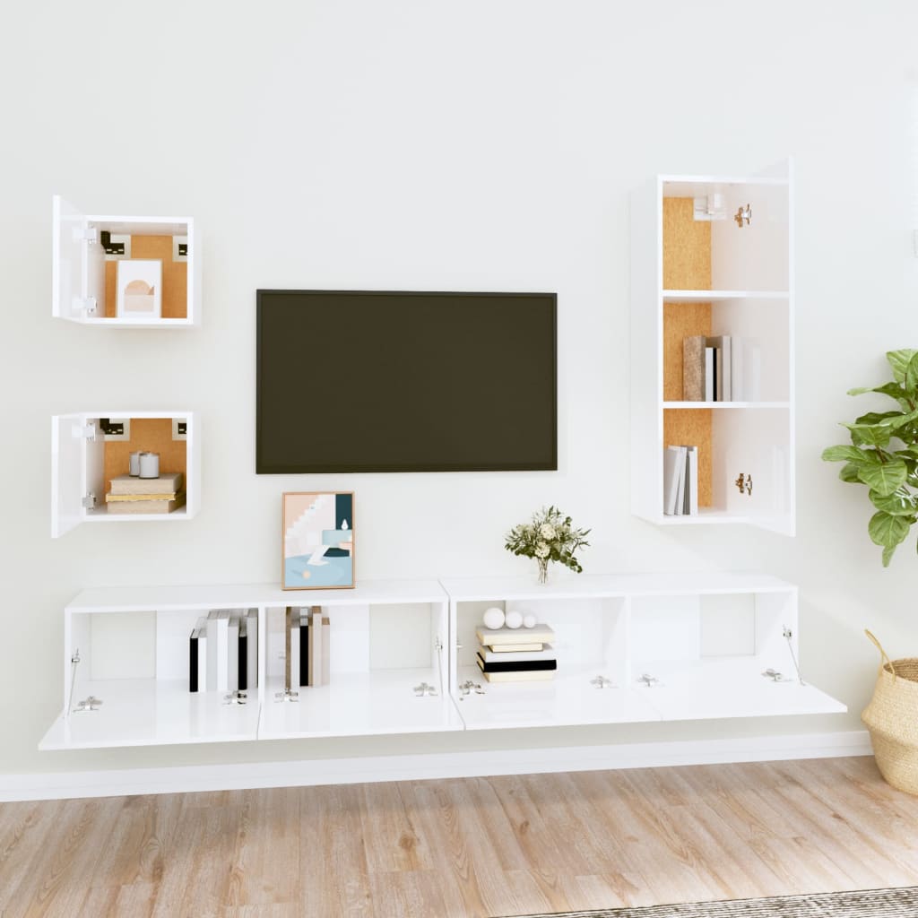 Ensemble meuble TV 5 pièces en bois couleur chêne