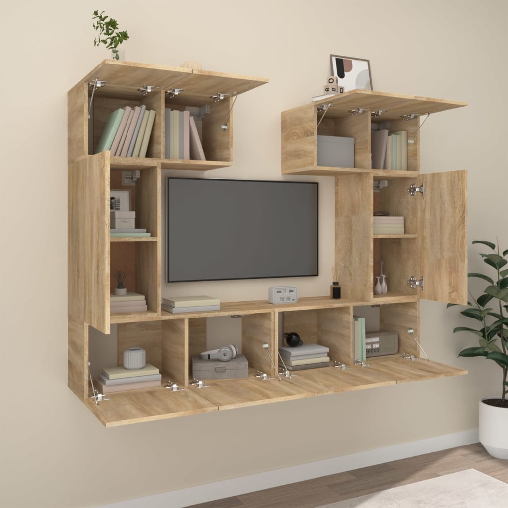 Ensemble de meubles TV 6 pièces en bois