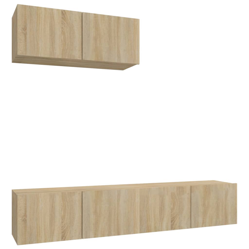 Ensemble meuble TV 3 pièces en bois couleur chêne