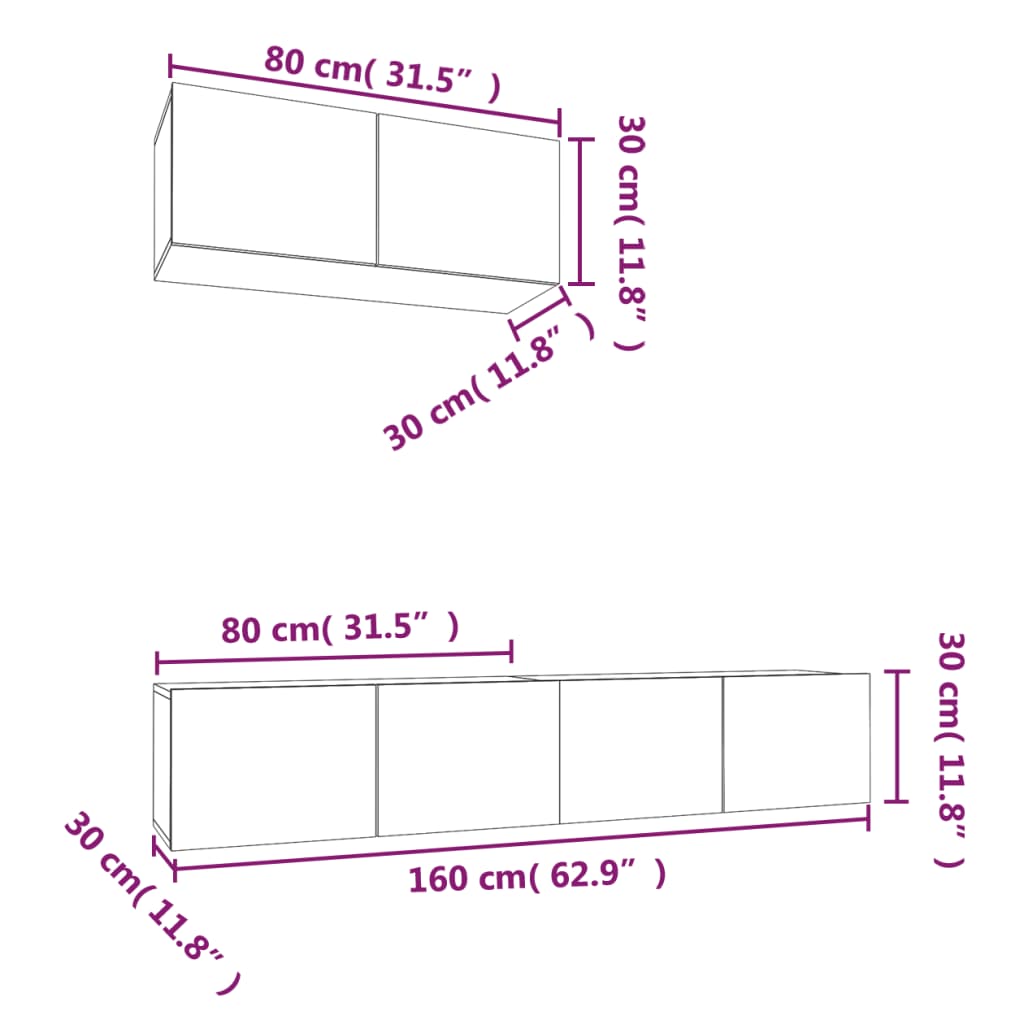 Ensemble meuble TV 3 pièces en bois couleur chêne