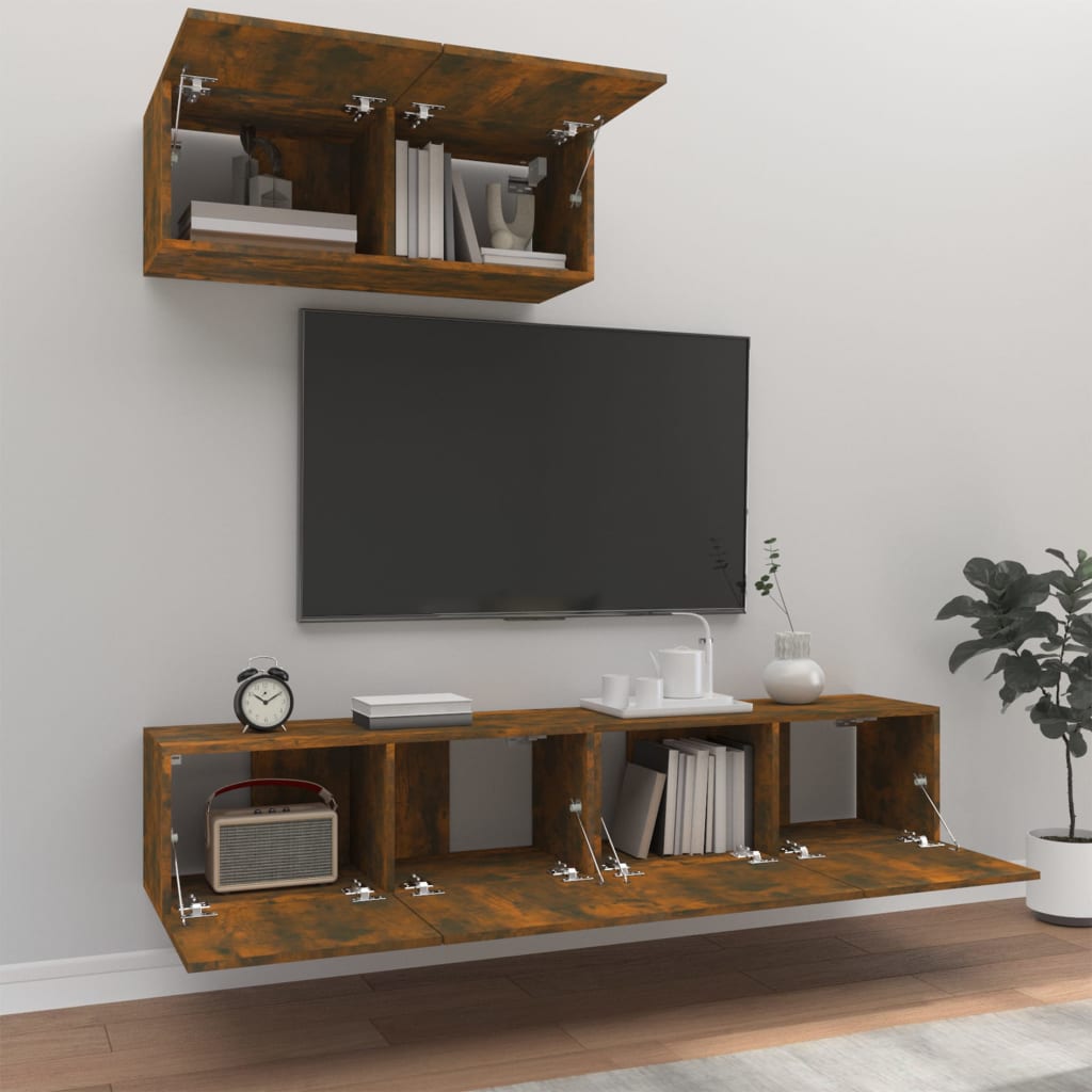 Ensemble meuble TV 3 pièces en bois couleur chêne