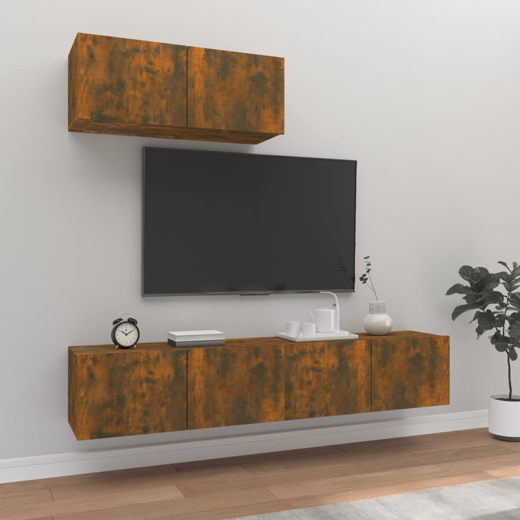 Ensemble meuble TV 3 pièces en bois couleur chêne