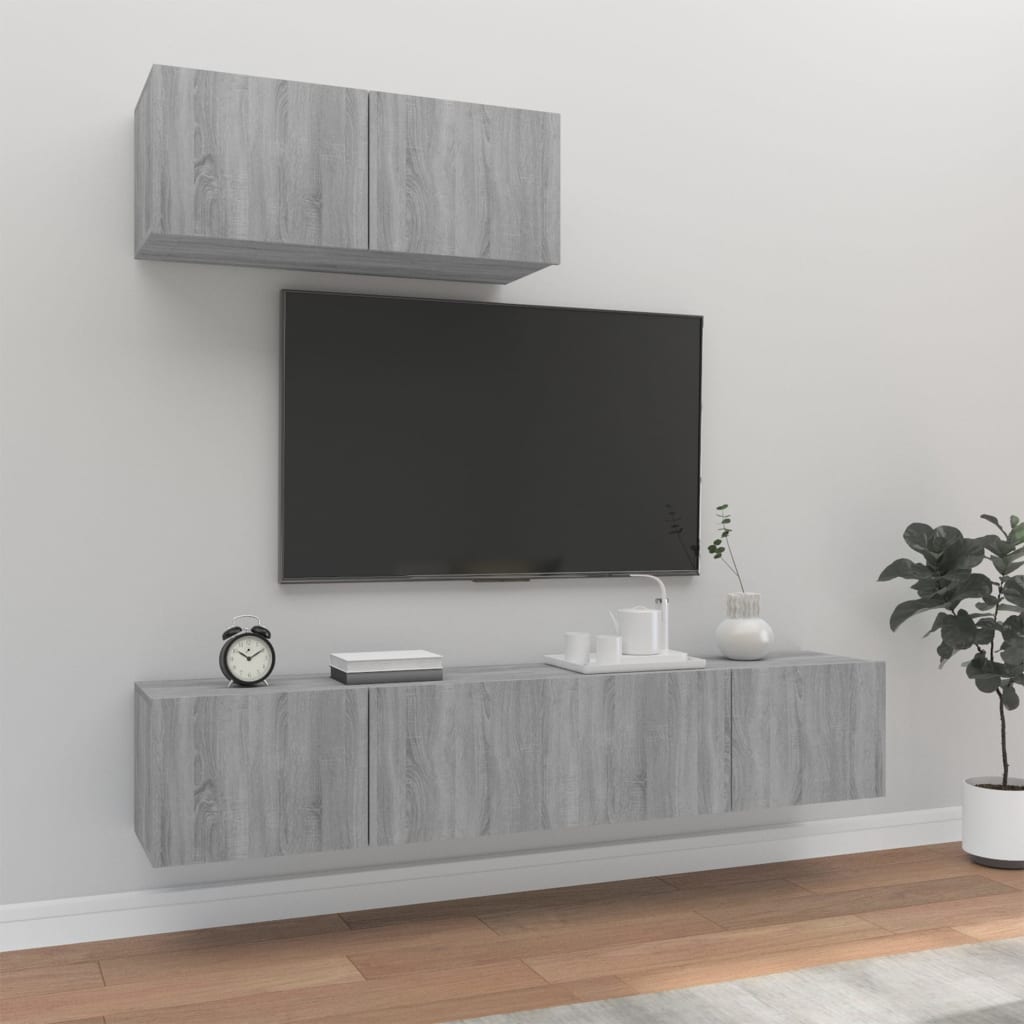 Ensemble meuble TV 3 pièces en bois couleur chêne