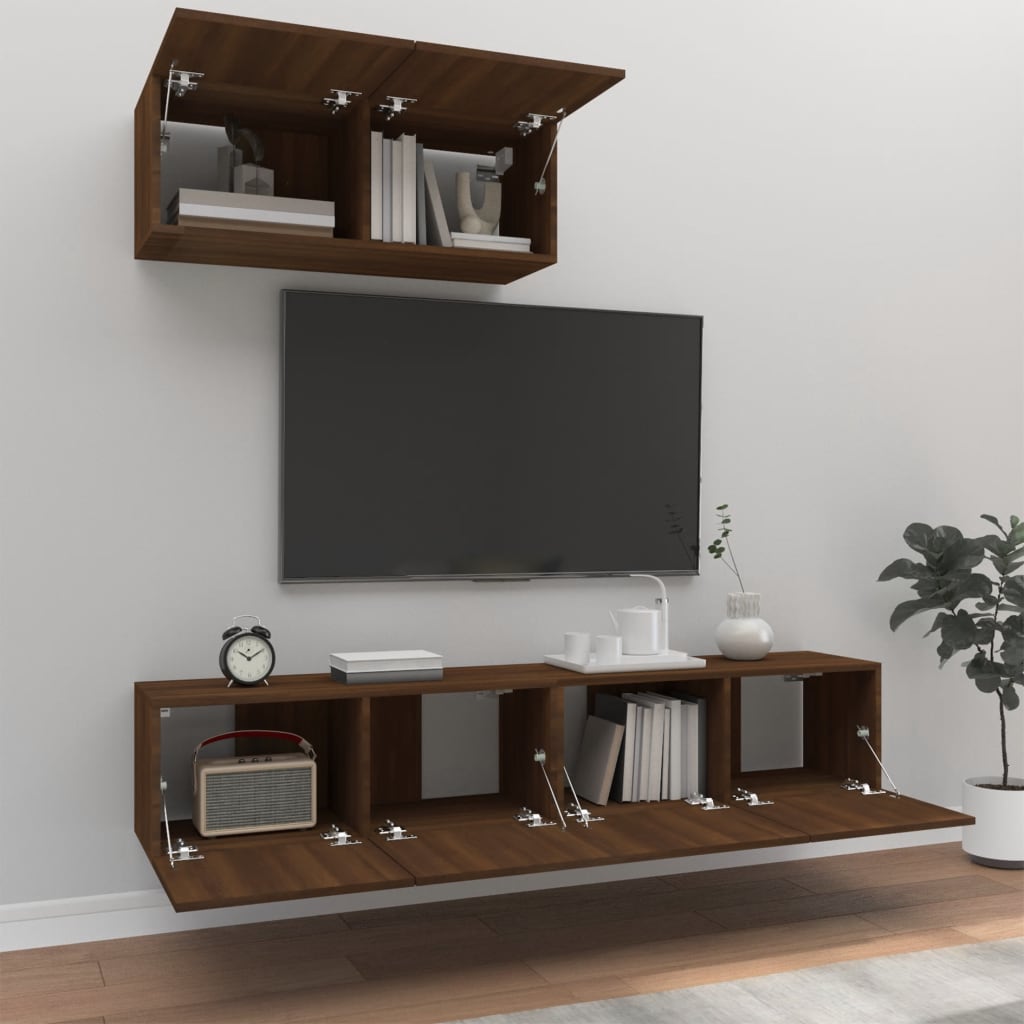 Ensemble meuble TV 3 pièces en bois couleur chêne