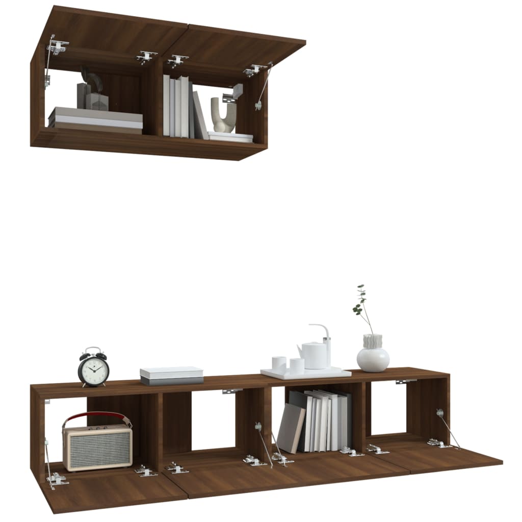 Ensemble meuble TV 3 pièces en bois couleur chêne