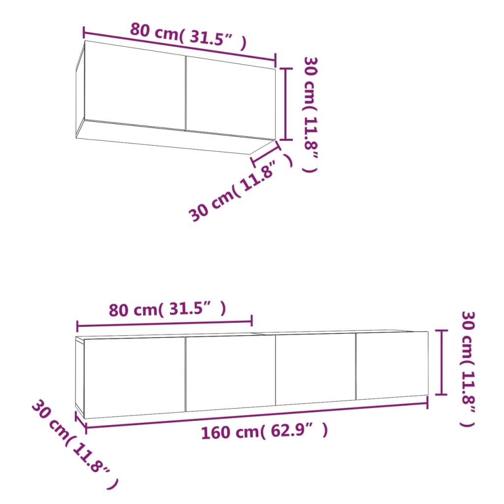 Ensemble meuble TV 3 pièces en bois couleur chêne