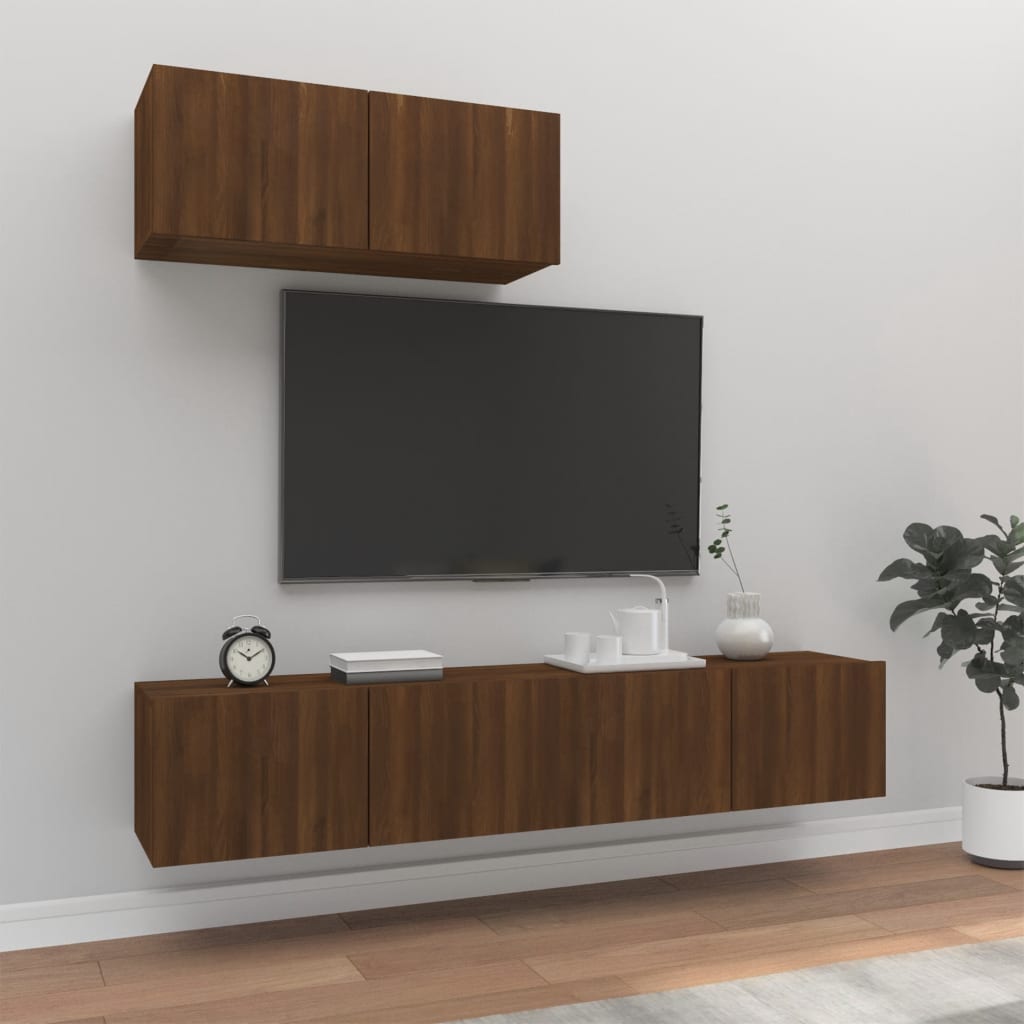 Ensemble meuble TV 3 pièces en bois couleur chêne