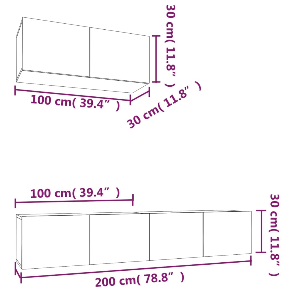 Ensemble meuble TV 3 pièces en bois couleur chêne