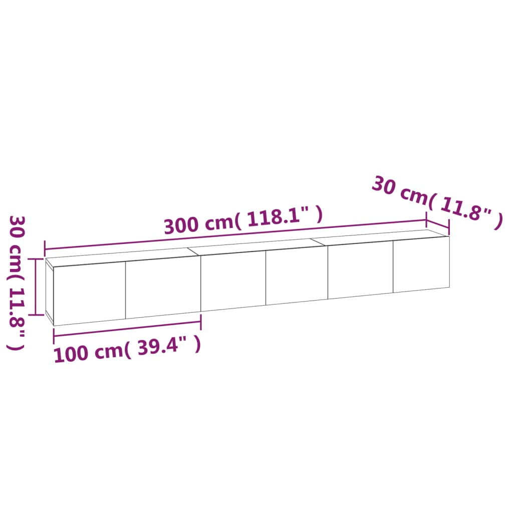 Ensemble meuble TV 3 pièces en bois couleur chêne