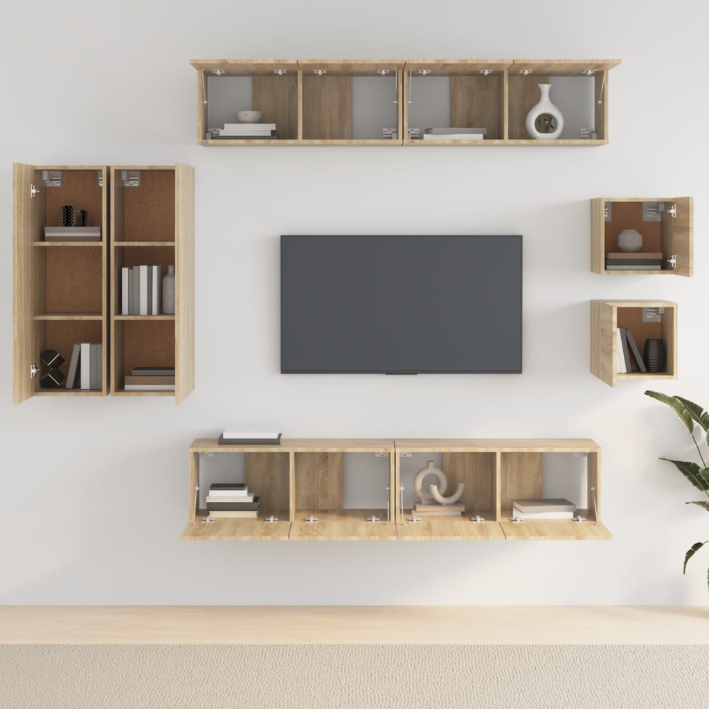 Ensemble de meubles TV 8 pièces en bois