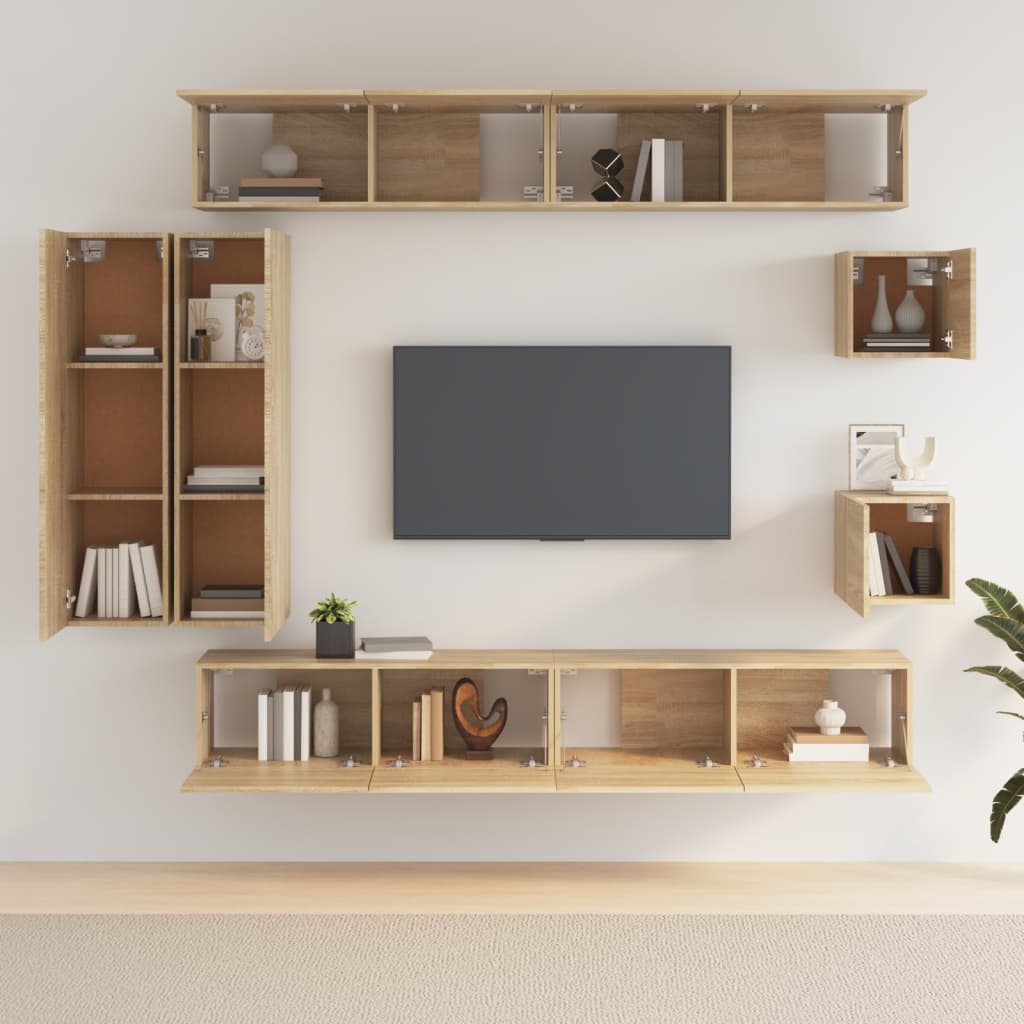 Ensemble de meubles TV 8 pièces en bois