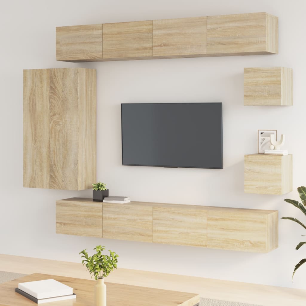 Ensemble de meubles TV 8 pièces en bois