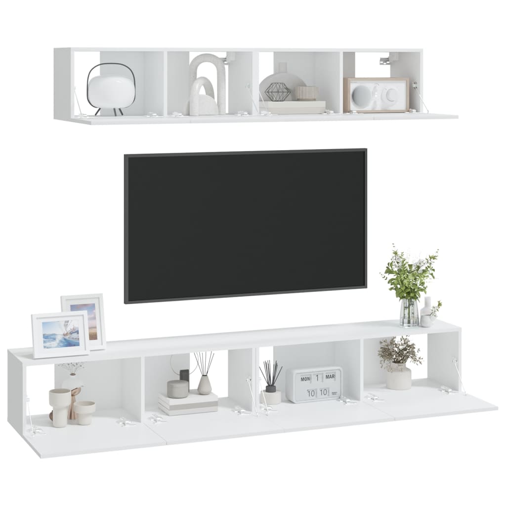 Ensemble meuble TV 4 pièces en bois couleur chêne