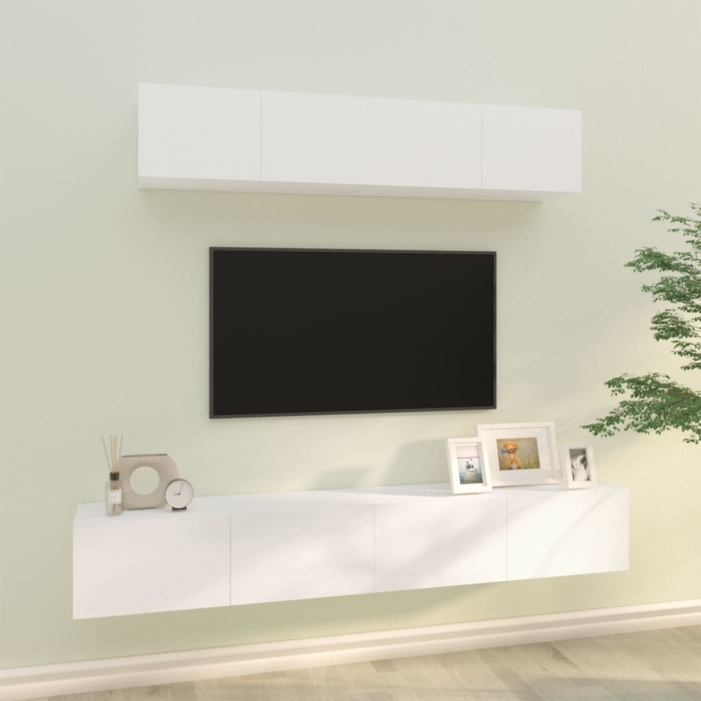 Ensemble meuble TV 4 pièces en bois couleur chêne