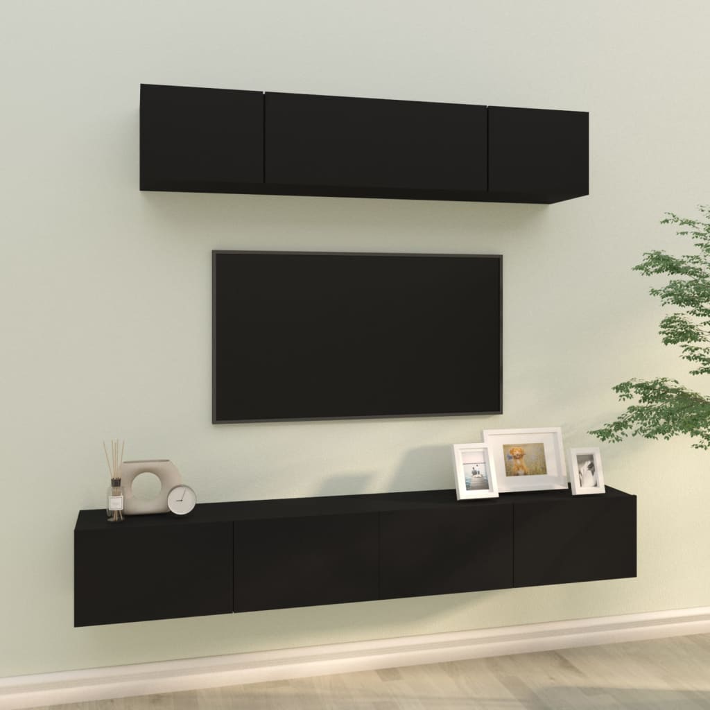 Ensemble meuble TV 4 pièces en bois couleur chêne