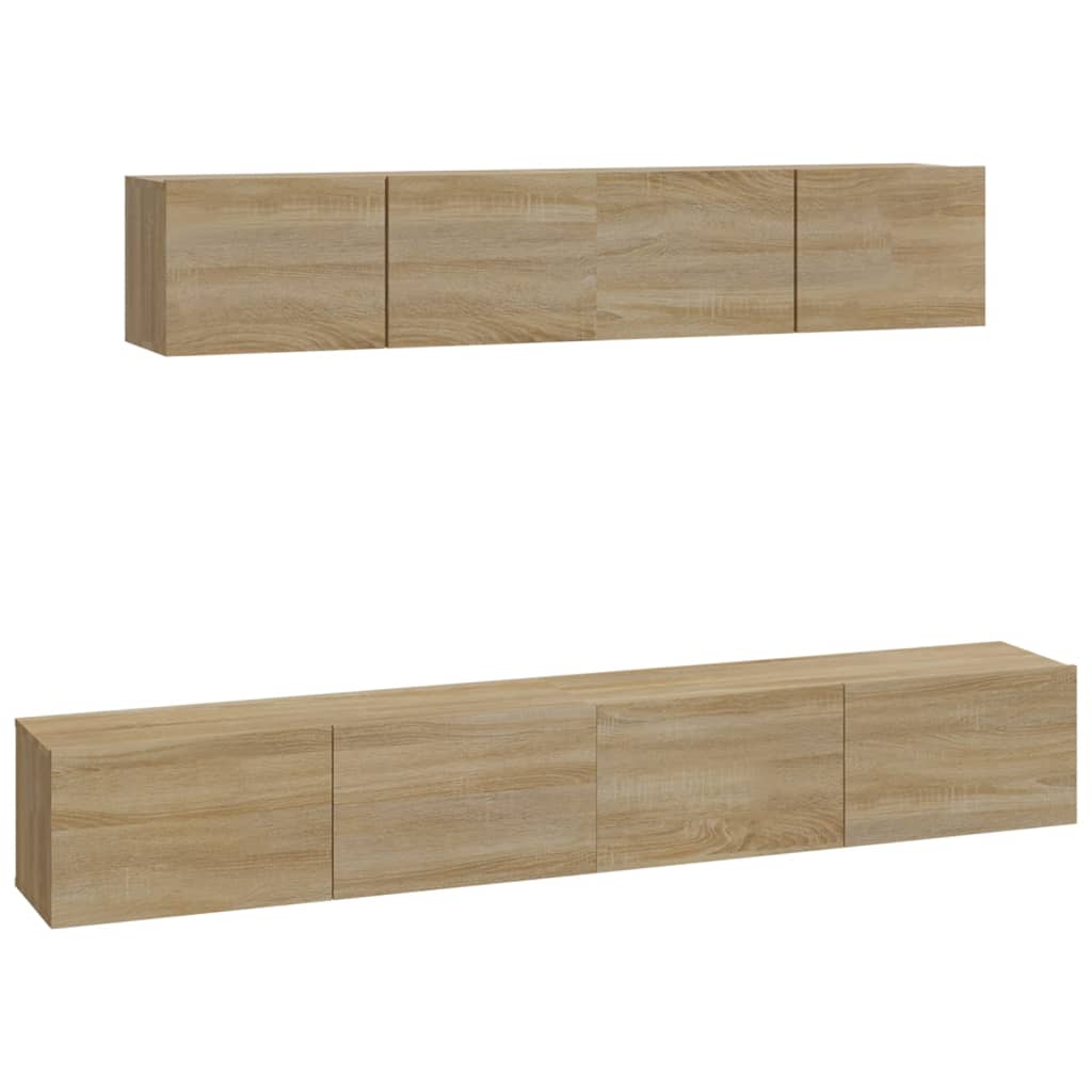 Ensemble meuble TV 4 pièces en bois couleur chêne