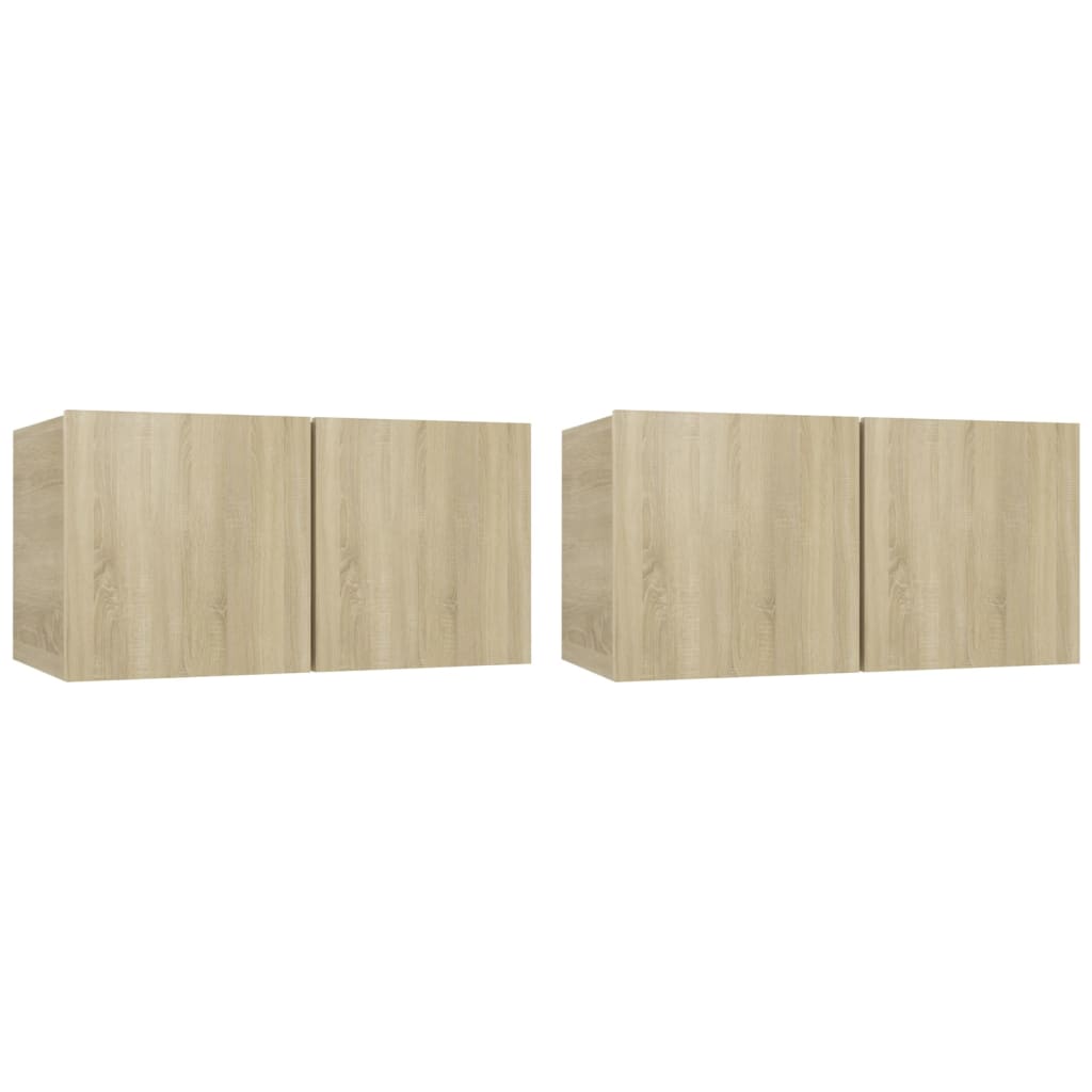 Ensemble meuble TV 4 pièces en bois couleur chêne