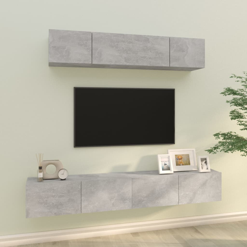 Ensemble meuble TV 4 pièces en bois couleur chêne