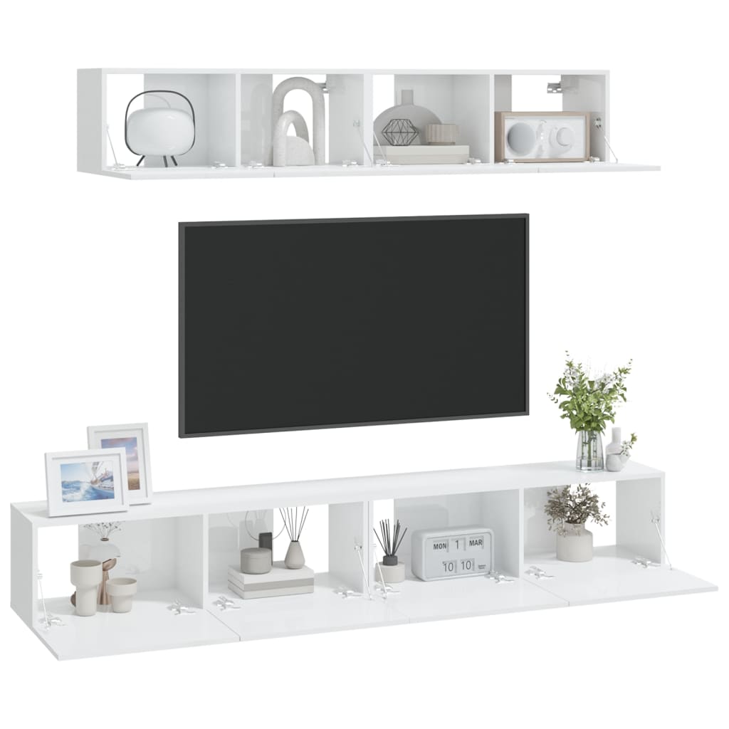 Ensemble meuble TV 4 pièces en bois couleur chêne