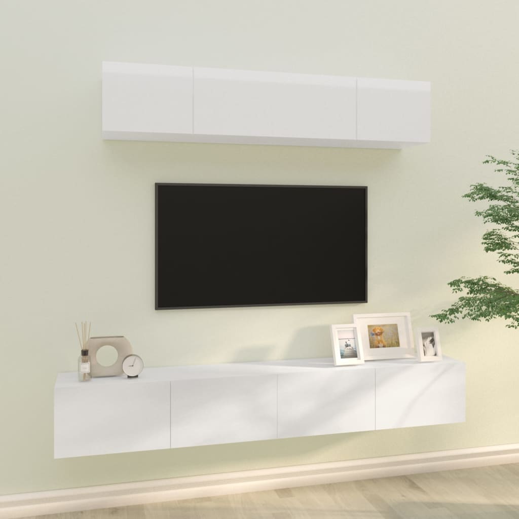 Ensemble meuble TV 4 pièces en bois couleur chêne