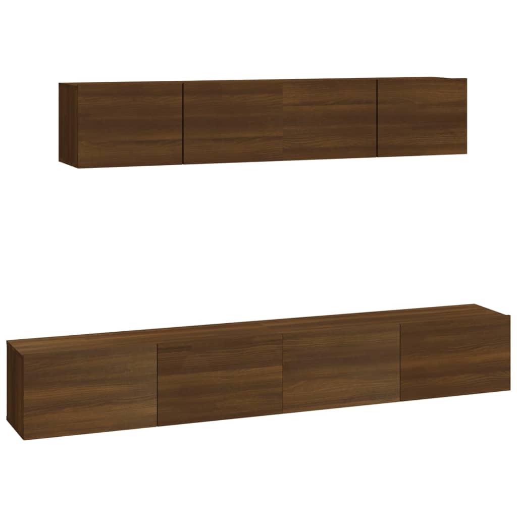 Ensemble meuble TV 4 pièces en bois couleur chêne