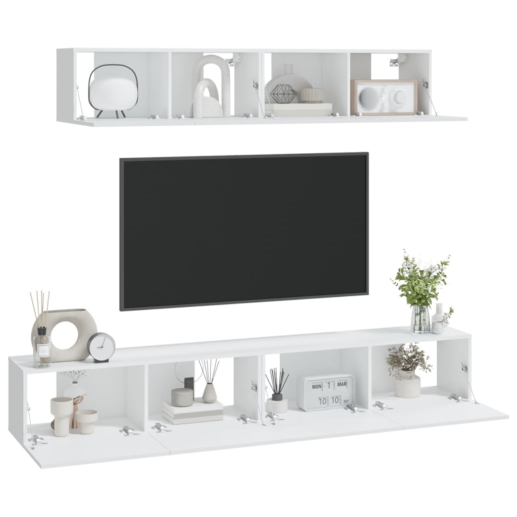 Ensemble meuble TV 4 pièces en bois couleur chêne