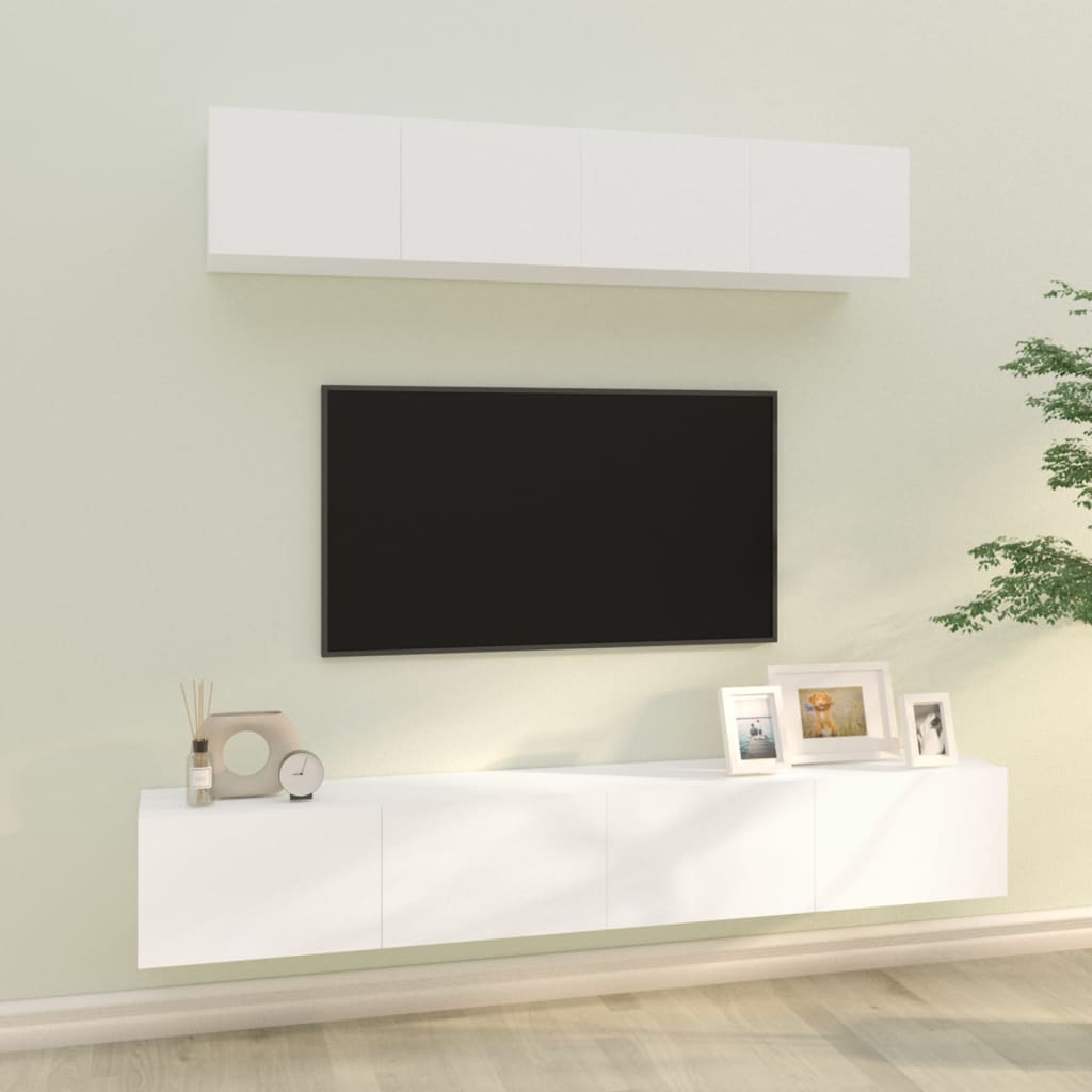 Ensemble meuble TV 4 pièces en bois couleur chêne