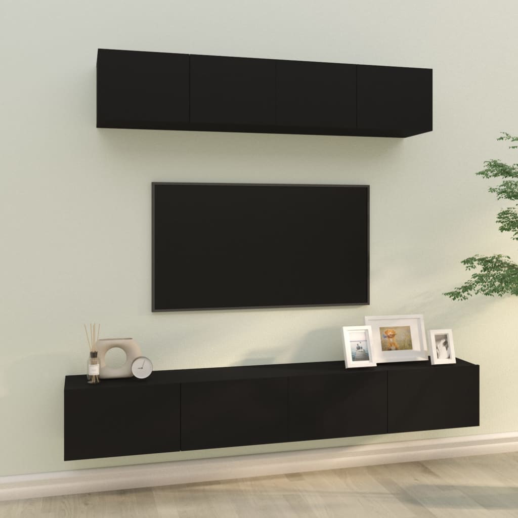 Ensemble meuble TV 4 pièces en bois couleur chêne